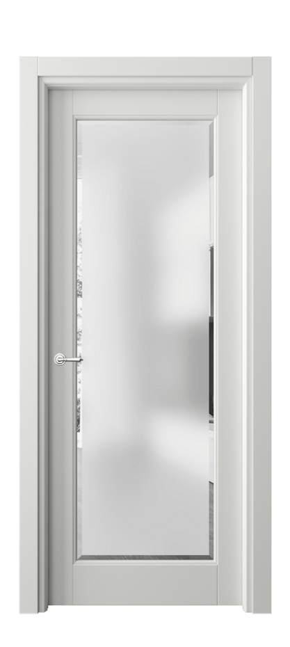 Межкомнатная дверь Тоскана Ромбо 6300 Матовый светло-серый Сатинированное стекло с фацетом Цена 106260 ₽ | Volhovec