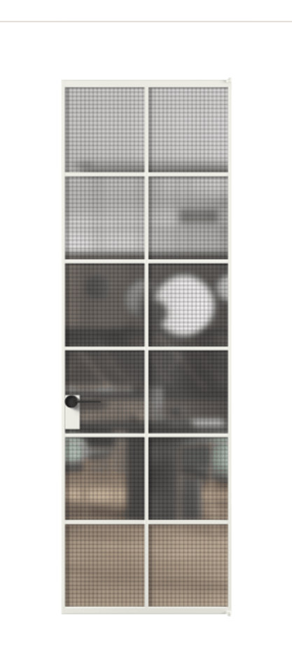 Алюминиевая дверь АЛПЛ040.05 Алюминий светло-серый Декоративное стекло с сеткой "Mesh silver", триплекс Цена 133950  | Volhovec