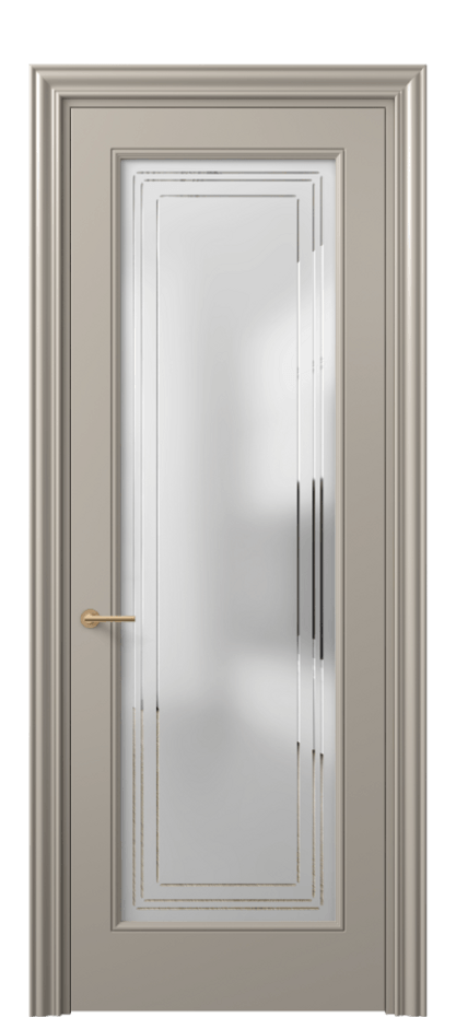 Межкомнатная дверь Mascot 8400 Матовый бисквитный Сатинированное стекло с гравировкой "Грани", триплекс, 7 мм Цена 68290 ₽ | Volhovec