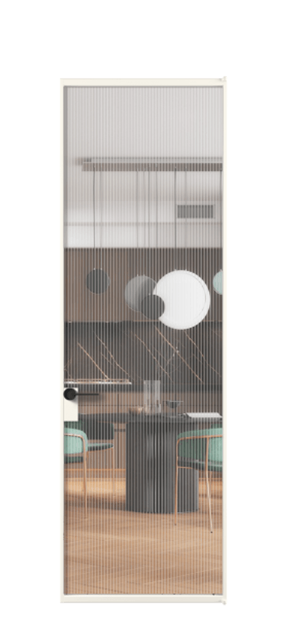 Алюминиевая дверь АЛПЛ040.01 Алюминий пудровый белый Рифлёное стекло "Moru", триплекс Цена 138130  | Volhovec