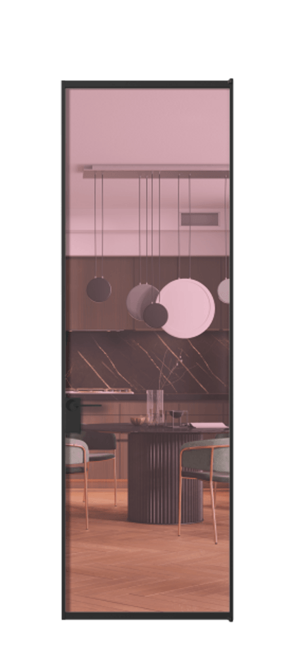 Алюминиевая дверь АЛПЛ040.01 Алюминий Черный Прозрачное розовое стекло, триплекс Цена 127130  | Volhovec