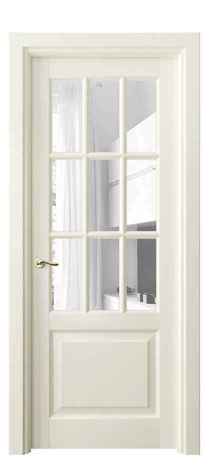 Межкомнатная дверь Lignum 0748 Бук молочно-белый Прозрачное стекло Цена 129360 ₽ | Volhovec