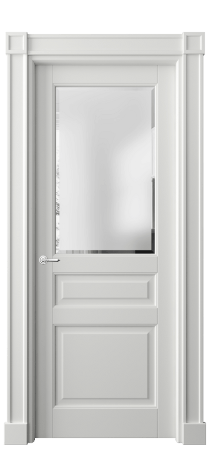 Межкомнатная дверь Тоскана Плано 6304 Матовый светло-серый Сатинированное стекло с фацетом Цена 149750 ₽ | Volhovec