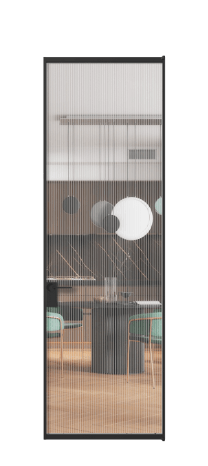 Алюминиевая дверь АЛПЛ040.01 Алюминий Черный Рифлёное стекло "Moru", триплекс Цена 134170  | Volhovec