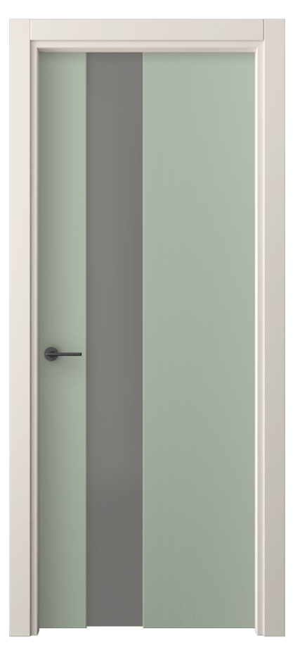 Межкомнатная дверь Freedom 4224 ПЭТ светло-оливковый Сатинированное серое стекло, триплекс, 8 мм Цена 28879 ₽ | Volhovec