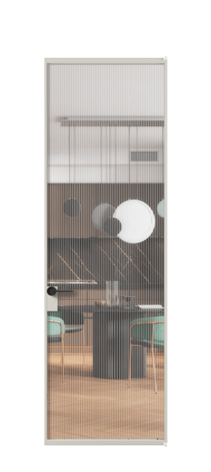 Алюминиевая дверь АЛПЛ040.01 Алюминий тёплый серый Рифлёное стекло "Moru", триплекс Цена 125570  | Volhovec