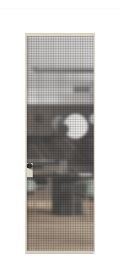 Алюминиевая дверь АЛПЛ040.01 Алюминий бежево-серый Декоративное стекло с сеткой "Mesh silver", триплекс Цена 124180  | Volhovec