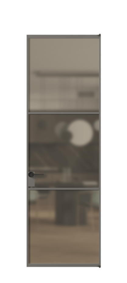 Алюминиевая дверь АЛПЛ040.03 Алюминий классический серый Сатинированное бронзовое стекло, триплекс Цена 136370  | Volhovec