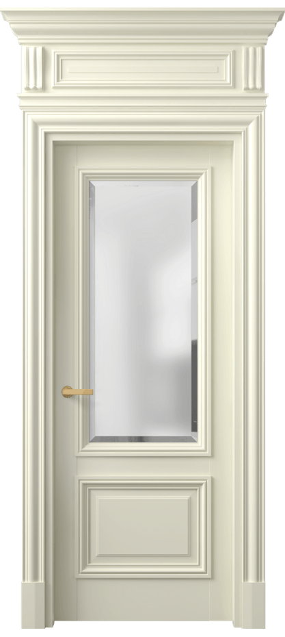 Межкомнатная дверь Antique 7302 Бук молочно-белый Сатинированное стекло с фацетом, 6 мм Цена 136600 ₽ | Volhovec