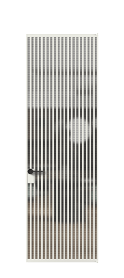 Алюминиевая дверь АЛПЛ040.06 Алюминий светло-серый Декоративное стекло с сеткой "Mesh silver", триплекс Цена 219880  | Volhovec