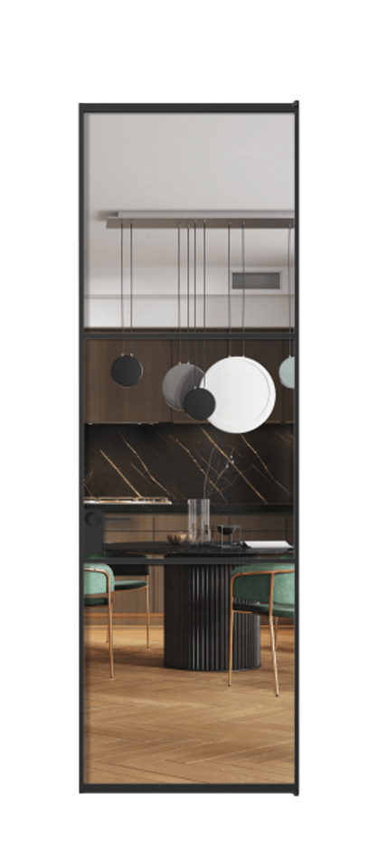 Алюминиевая дверь АЛПЛ040.03 Алюминий Черный Прозрачное стекло "Crystal Vision", калёное, 6 мм Цена 125240  | Volhovec