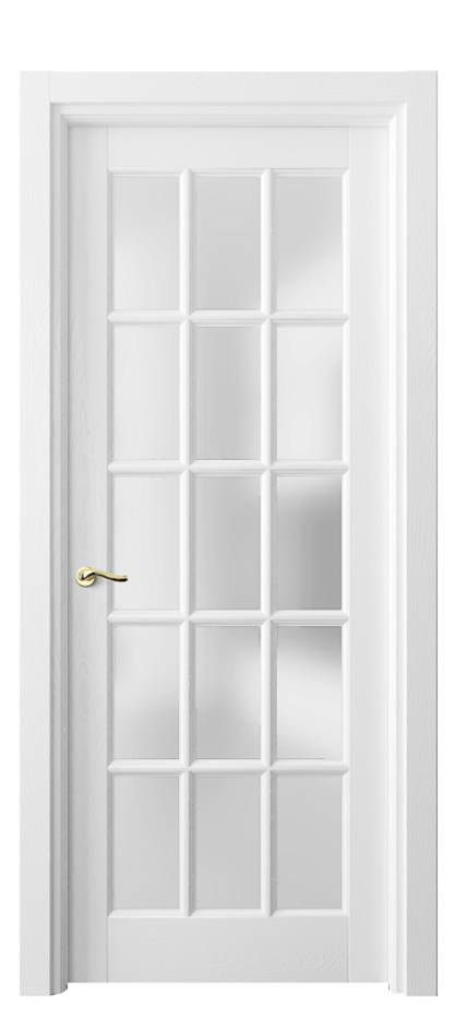 Межкомнатная дверь Лигнум 0708 Дуб белоснежный Сатинированное стекло Цена 173140 ₽ | Volhovec