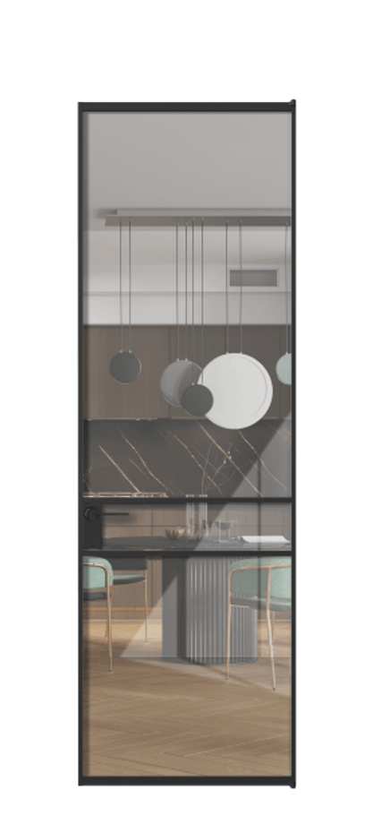 Алюминиевая дверь АЛПЛ040.02 Алюминий Черный Рефлективное прозрачное стекло "Stopsol", калёное Цена 161670  | Volhovec