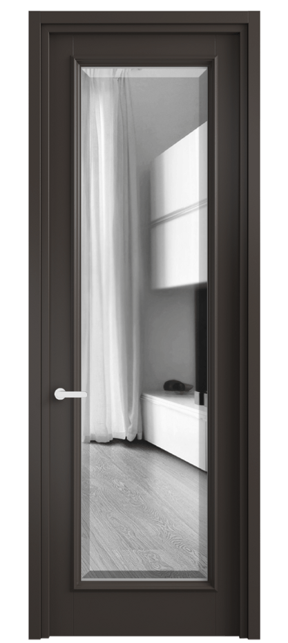 Дверь межкомнатная Шарм 6702 Матовый антрацит Двустороннее зеркало с фацетом, триплекс Узкий классический наличник МАН Цена 110990 ₽ Наличники уже входят в базовый комплект. Фабрика дверей Волховец 8 (800) 551 43 19 Межкомнатная дверь Шарм 6702 Матовый антрацит Двустороннее зеркало с фацетом, триплекс Цена 110990 ₽ | Volhovec