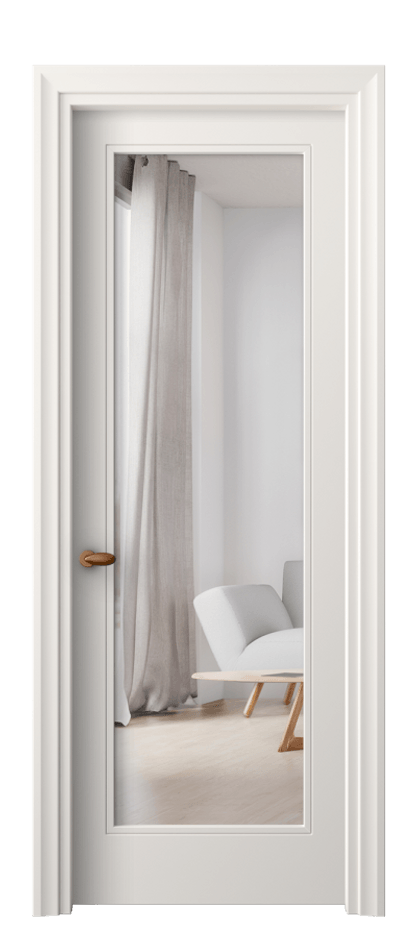 Межкомнатная дверь Esse 8502 Матовый пудровый белый Двустороннее зеркало, триплекс, 7 мм Цена 54479 ₽ | Volhovec