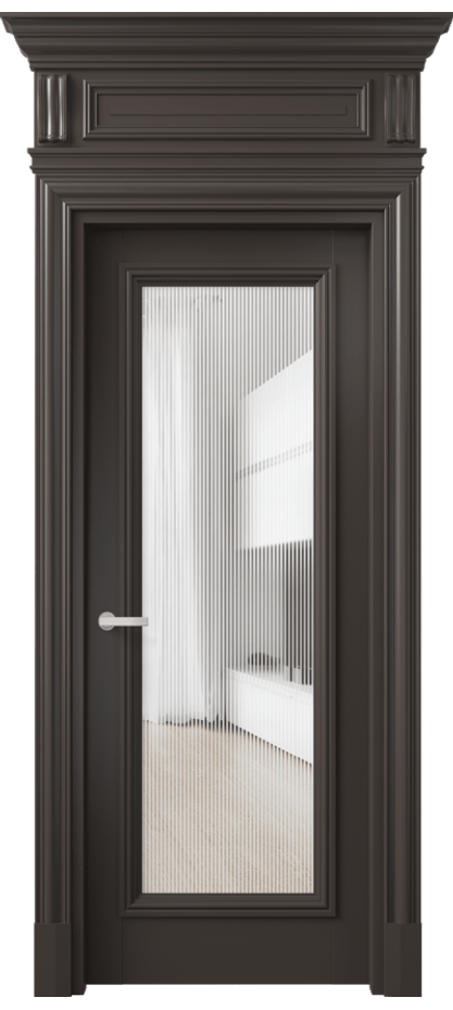 Межкомнатная дверь Antique 7300 Бук антрацит Рифлёное стекло "Дюна", триплекс, 8 мм Цена 140120 ₽ | Volhovec