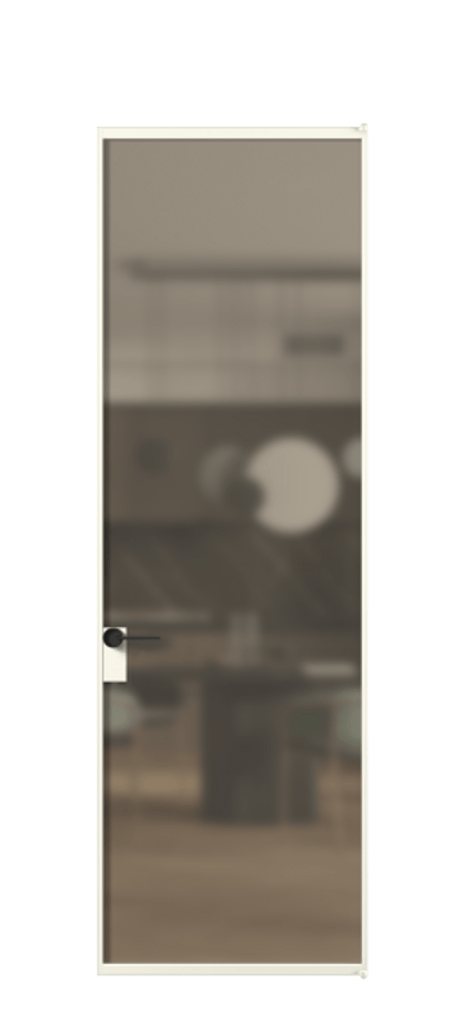 Алюминиевая дверь АЛПЛ040.01 Алюминий жемчужный Сатинированное бронзовое стекло, триплекс Цена 131090  | Volhovec