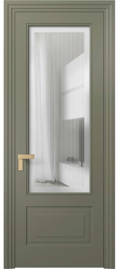 Межкомнатная дверь Rocca 8342 Матовый оливковый тёмный Сатинированное с гравировкой "Каннелюры", триплекс Цена 101090 ₽ | Volhovec