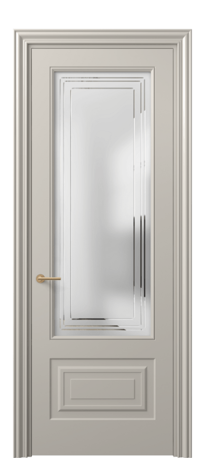 Межкомнатная дверь Mascot 8442 Матовый светло-бежевый Сатинированное стекло с гравировкой "Грани", триплекс Цена 76950 ₽ | Volhovec