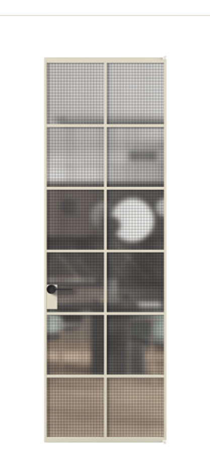 Алюминиевая дверь АЛПЛ040.05 Алюминий бежево-серый Декоративное стекло с сеткой "Mesh silver", триплекс Цена 133950  | Volhovec