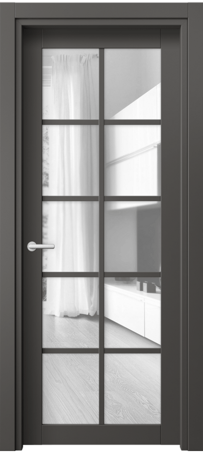 Межкомнатная дверь Нео 2106 ПЭТ графитовый Прозрачное стекло, триплекс Цена 34030 ₽ | Volhovec