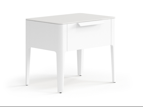 Мебель Тумба прикроватная Piega 1 ящик. Цвет Матовый светло-серый. Материал Гладкая эмаль. Коллекция Тумба прикроватная Piega 1 ящик. Картинка.