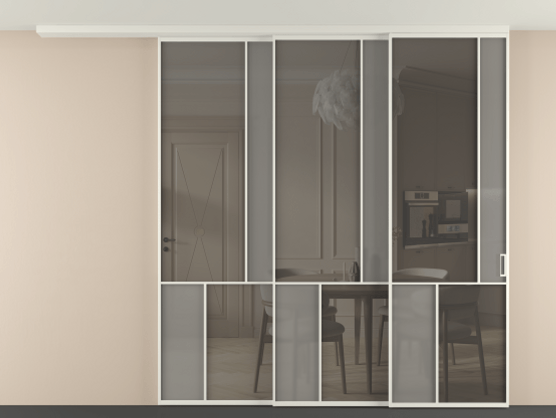 Перегородка Mosaic вдоль стены телескопик синхро-3 #VENDORCODE# #FURNISH# #GLASS# Цена #PRICE# #CURRENCY# | Volhovec
