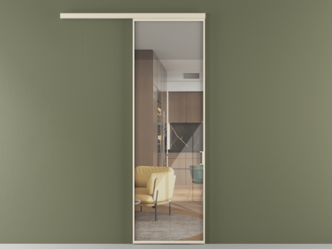 Перегородка Formato вдоль стены 1 створка АЛПР 040.01 Алюминий бежево-серый Рефлективное прозрачное стекло "Stopsol", калёное Цена 136070 ₽  | Volhovec