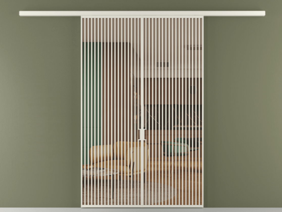 Перегородка Формато вдоль стены 2 створки АЛПР 040.06 Алюминий Белый Прозрачное оранжевое стекло, триплекс Цена 378820 ₽ | Volhovec