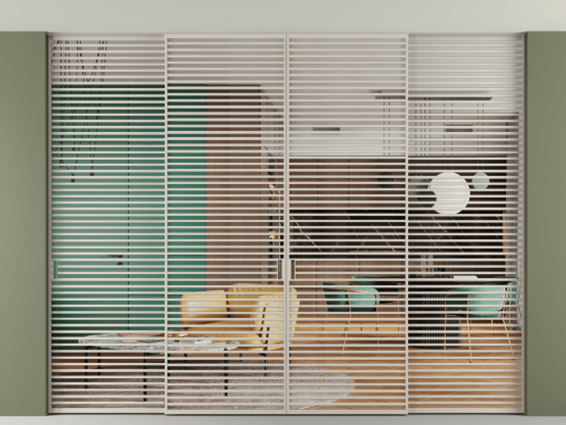 Перегородка Formato внутри проёма четырёхстворчатая со скрытым креплением в потолок АЛПР 040.07 Алюминий светло-бежевый Прозрачное стекло "Crystal Vision", калёное, 6 мм. Цена 1024850 ₽ 1. Полотно 4 шт. (800/2100 мм)
2. Комплект установки раздвижной системы
3. Базовый комплект фурнитуры
4.Ручка RONDO. Фабрика дверей Волховец 8 (800) 551 43 19 Перегородка Formato внутри проёма четырёхстворчатая со скрытым креплением в потолок АЛПР 040.07 Алюминий светло-бежевый Прозрачное стекло "Crystal Vision", калёное, 6 мм Цена 1024850 ₽ | Volhovec