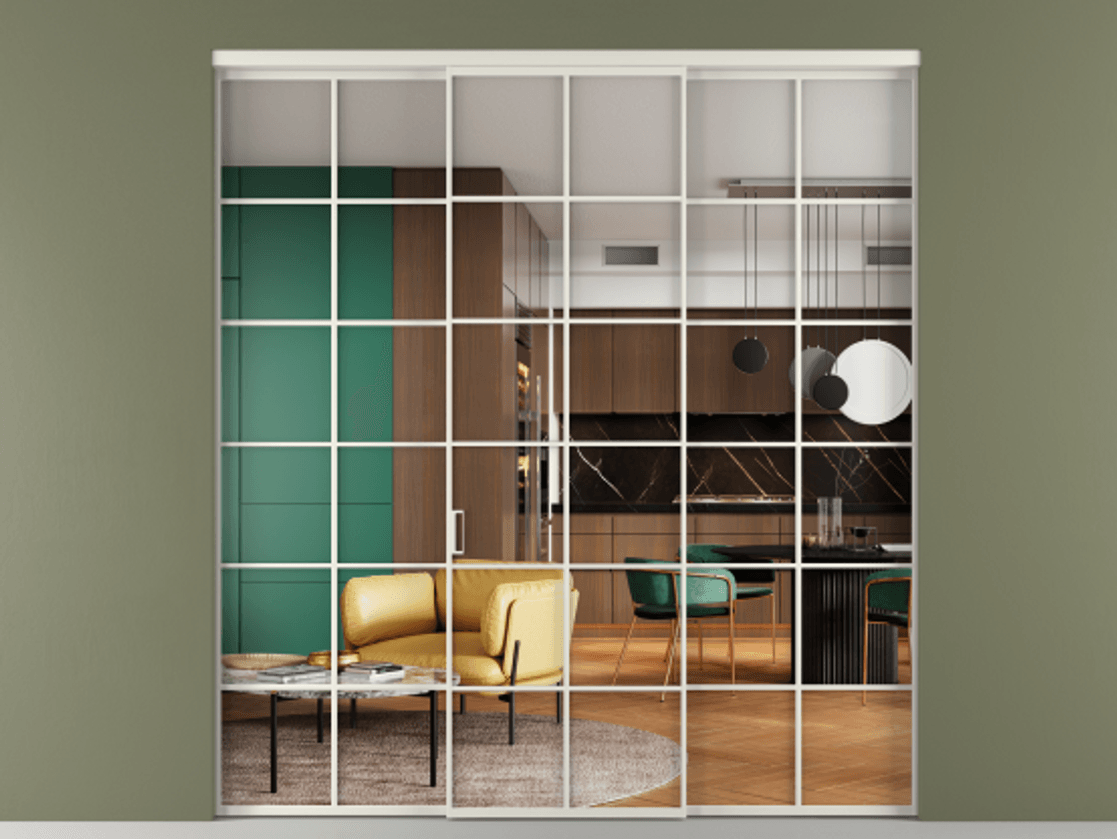 Перегородка Формато внутри проёма 3 створки АЛПР 040.05 Алюминий Белый Прозрачное стекло "Кристал Вижн", калёное. Скрытый короб БЕЛ Цена 303230 ₽ 1. Полотно 3 шт. (800/2100 мм)
2. Комплект установки раздвижной системы
3. Базовый комплект фурнитуры
4.Ручка Рондо. Фабрика дверей Волховец 8 (800) 551 43 19 Перегородка Формато внутри проёма 3 створки АЛПР 040.05 Алюминий Белый Прозрачное стекло "Кристал Вижн", калёное Цена 303230 ₽ | Volhovec