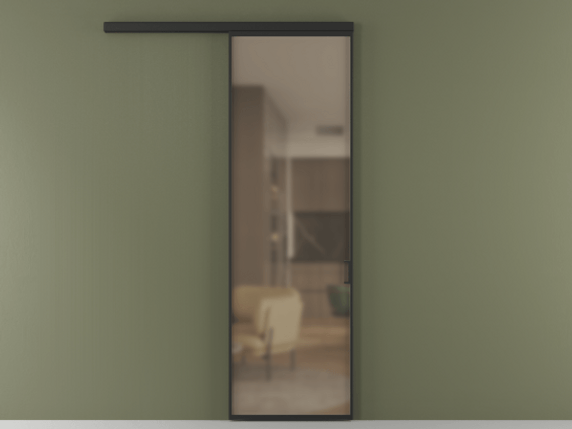 Перегородка Formato вдоль стены одностворчатая АЛПР 040.01 Алюминий Черный Сатинированное бронзовое стекло, триплекс Цена 117920 ₽  | Volhovec