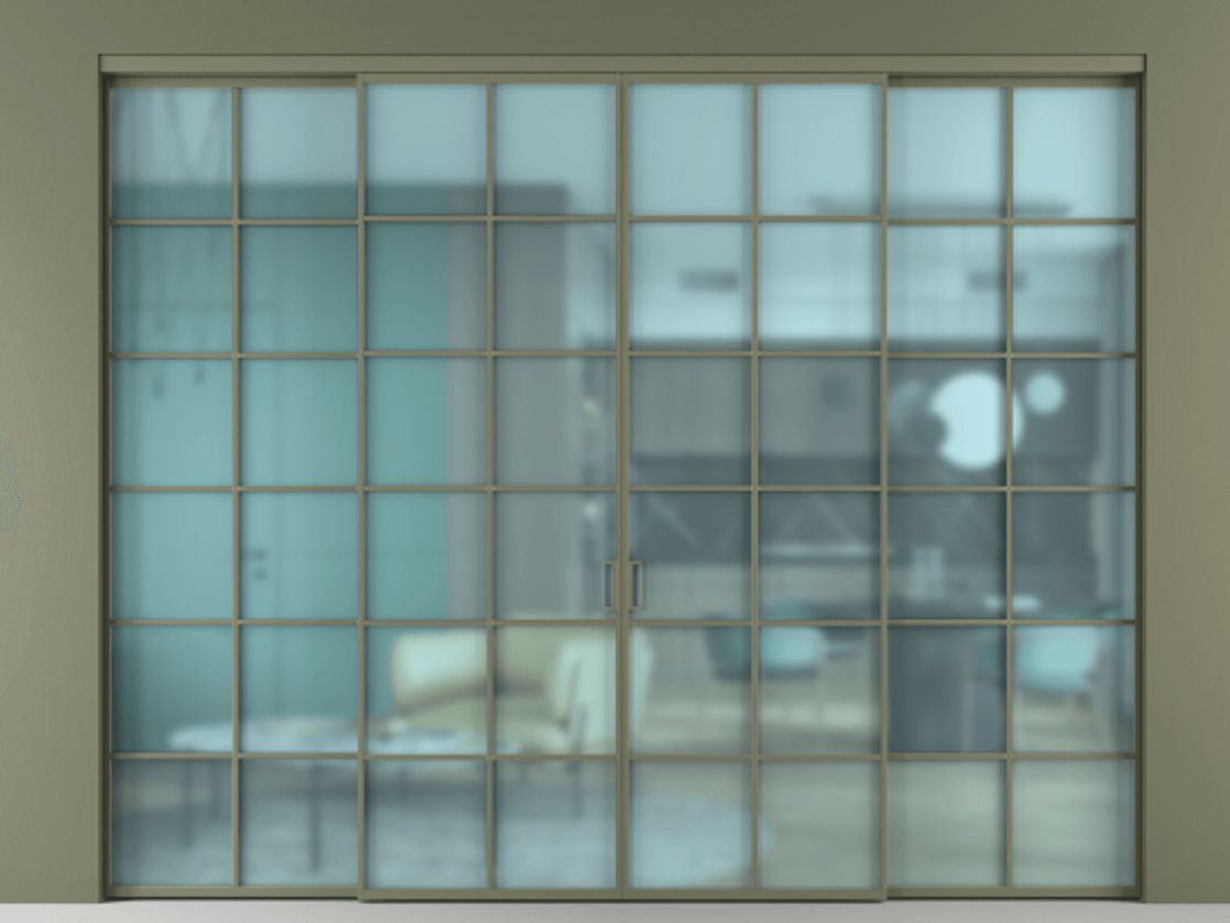 Перегородка Formato внутри проёма 4 створки АЛПР 040.05 Алюминий оливковый тёмный Сатинированное голубое стекло, триплекс. Цена 398290 ₽ 1. Полотно 4 шт. (800/2100 мм)
2. Комплект установки раздвижной системы
3. Базовый комплект фурнитуры
4.Ручка RONDO. Фабрика дверей Волховец 8 (800) 551 43 19 Перегородка Formato внутри проёма 4 створки АЛПР 040.05 Алюминий оливковый тёмный Сатинированное голубое стекло, триплекс Цена 398290 ₽ | Volhovec