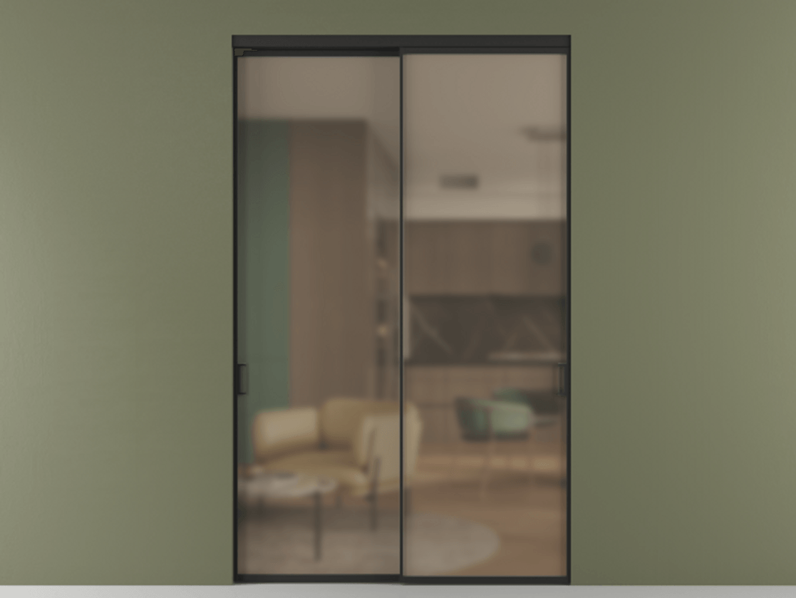 Перегородка Формато внутри проёма 2 створки АЛПР 040.01 Алюминий Черный Сатинированное бронзовое стекло, триплекс Цена 436320 ₽  | Volhovec