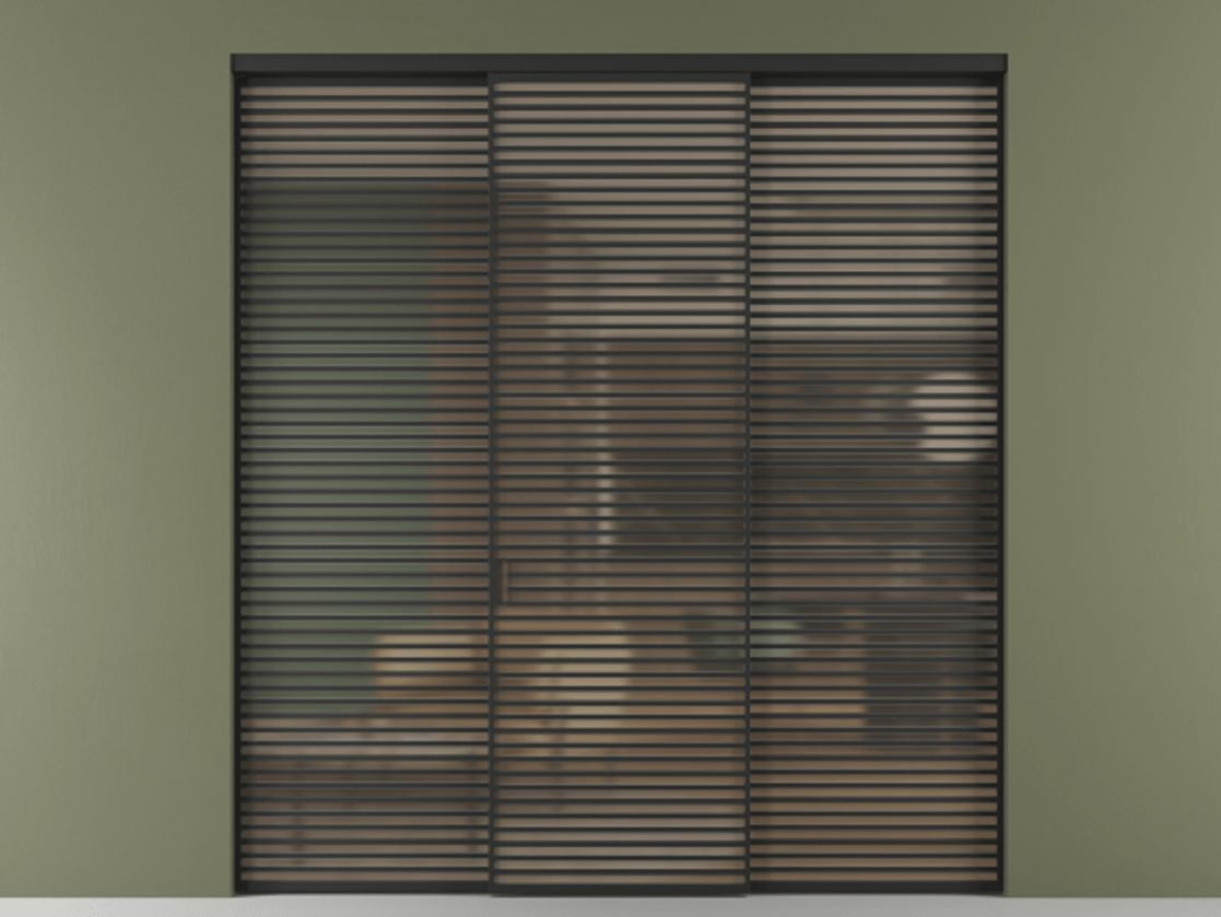 Перегородка Formato внутри проёма 3 створки АЛПР 040.07 Алюминий Черный Сатинированное бронзовое стекло, триплекс Цена 481690 ₽ | Volhovec