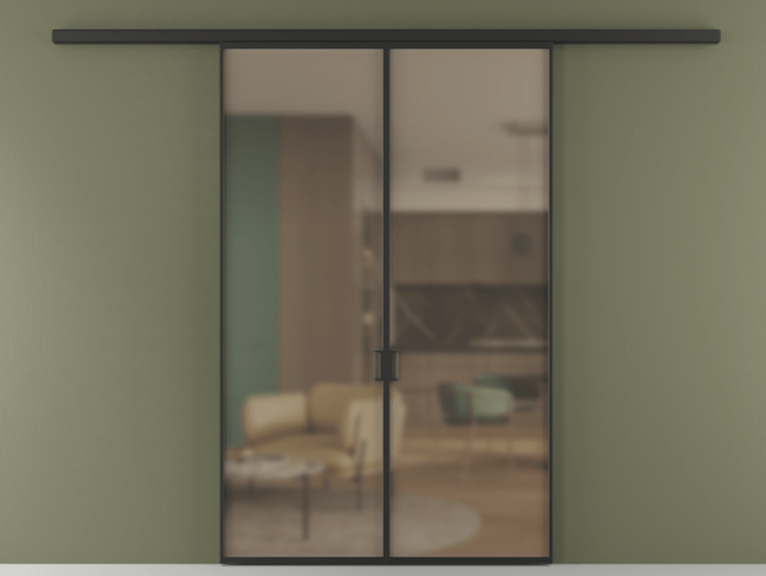 Перегородка Formato вдоль стены 2 створки АЛПР 040.01 Алюминий Черный Сатинированное бронзовое стекло, триплекс Цена 198170 ₽ | Volhovec