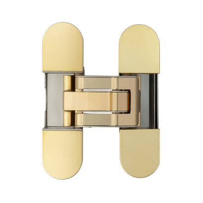 Фурнитура для дверей Скрытая петля прямого открывания для скрытого и компланарного короба. Цвет Матовое золото. Коллекция Скрытая петля прямого открывания для скрытого и компланарного короба. Картинка.