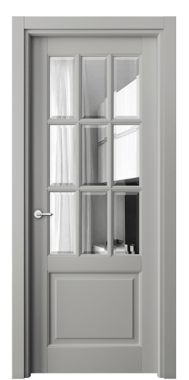 Дверь межкомнатная 6312 БНСР Зеркало с фацетом. Цвет Бук нейтральный серый. Материал Массив бука эмаль. Коллекция Toscana Grigliato. Картинка.