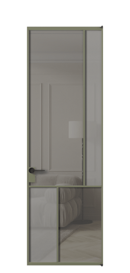 Межкомнатная дверь АЛПЛ041.21 АОТ Серый сатин матовое + Серый прозрачное. Цвет Алюминий оливковый тёмный. Материал Алюминий в эмали. Коллекция Mosaic. Фото. Дверь межкомнатная АЛПЛ041.21 АОТ Серый сатин матовое + Серый прозрачное. Цвет Алюминий оливковый тёмный. Материал Алюминий в эмали. Коллекция Mosaic. Картинка.