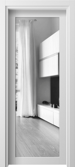 Дверь межкомнатная 2102 neo БШ ДВ ЗЕР. Цвет Белый шёлк. Материал Ciplex ламинатин. Коллекция Neo. Картинка.