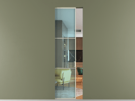 Алюминевая перегородка АЛПР 040.03 ММБ ПРОЗ ГОЛ. Цвет Алюминий молочно-белый. Материал Алюминий в эмали. Коллекция Перегородка Formato скрытый пенал 1 створка. Картинка.