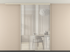 Перегородка Мозаик вдоль стены на потолок 2 створки с синхронным механизмом