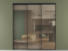 Перегородка Formato внутри проёма 3 створки с синхронным механизмом