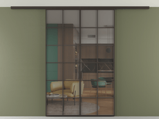 Перегородка Формато вдоль стены на потолок 2 створки