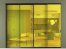 Перегородка Formato внутри проёма 4 створки с синхронным механизмом