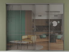 Перегородка Формато внутри проёма 4 створки с синхронным механизмом