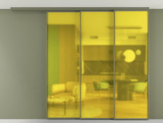 Перегородка Formato вдоль стены на потолок 3 створки с синхронным механизмом