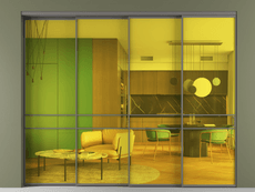 Перегородка Formato внутри проёма 4 створки с синхронным механизмом