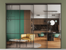 Перегородка Formato внутри проёма 4 створки с синхронным механизмом