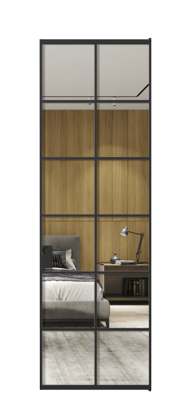 Дверь межкомнатная АЛПЛ040.05 Зеркало триплекс ЧЕР. Цвет Алюминий Черный. Материал Алюминий. Коллекция Formato. Картинка.